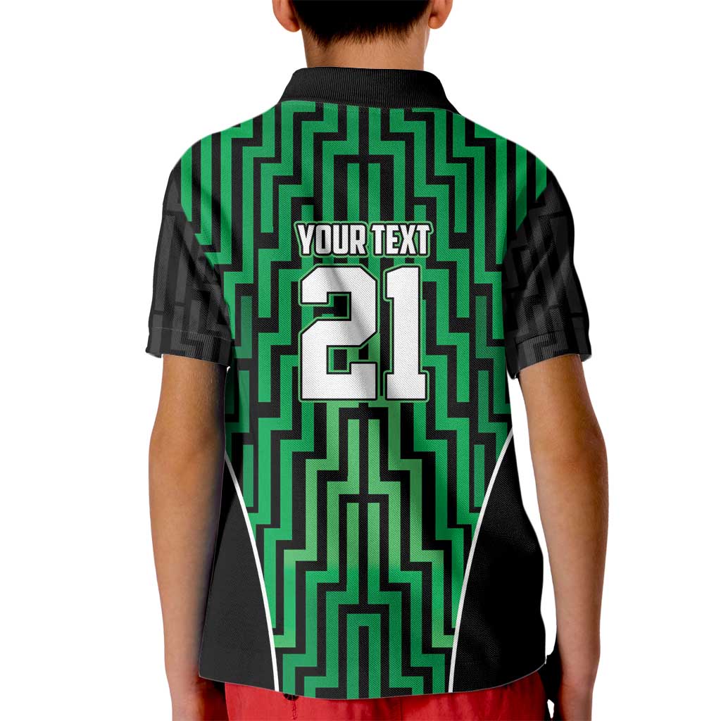 Custom Basketball New Zealand Kid Polo Shirt Green Maori Ta Moko Indigenous LT9 - Polynesian Pride