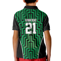 Custom Basketball New Zealand Kid Polo Shirt Green Maori Ta Moko Indigenous LT9 - Polynesian Pride