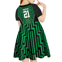 Custom Basketball New Zealand Kid Short Sleeve Dress Green Maori Ta Moko Indigenous LT9 - Polynesian Pride