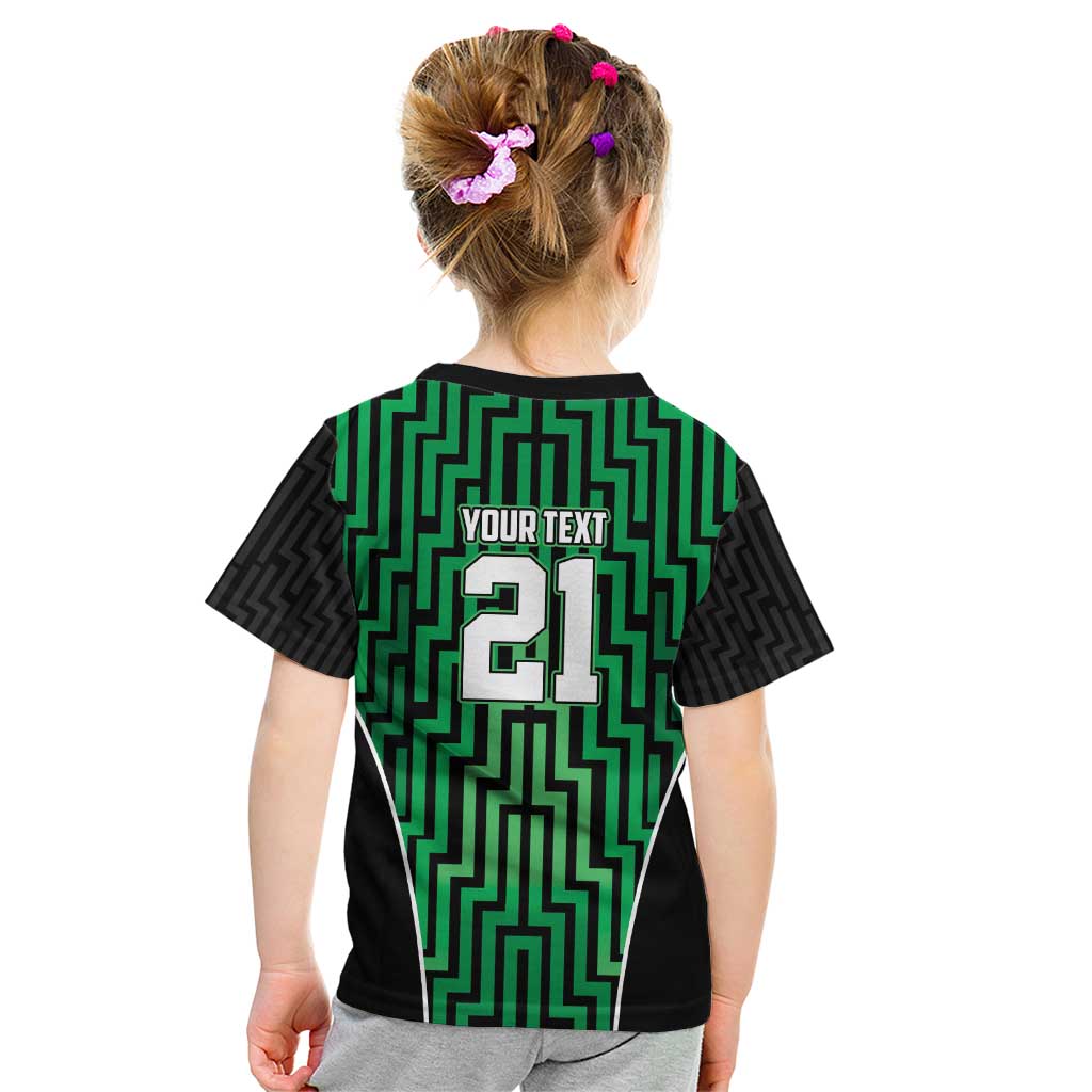 Custom Basketball New Zealand Kid T Shirt Green Maori Ta Moko Indigenous LT9 - Polynesian Pride