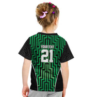 Custom Basketball New Zealand Kid T Shirt Green Maori Ta Moko Indigenous LT9 - Polynesian Pride