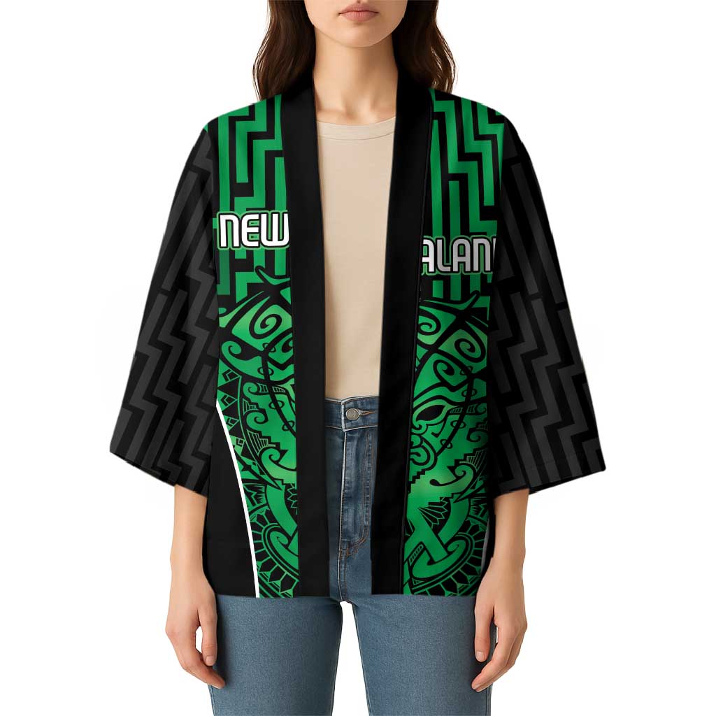 Custom Basketball New Zealand Kimono Green Maori Ta Moko Indigenous - Polynesian Pride