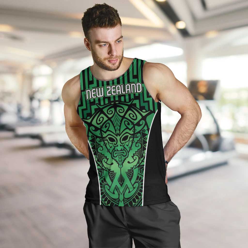 Custom Basketball New Zealand Men Tank Top Green Maori Ta Moko Indigenous LT9 Green - Polynesian Pride