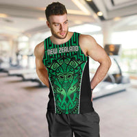 Custom Basketball New Zealand Men Tank Top Green Maori Ta Moko Indigenous LT9 Green - Polynesian Pride