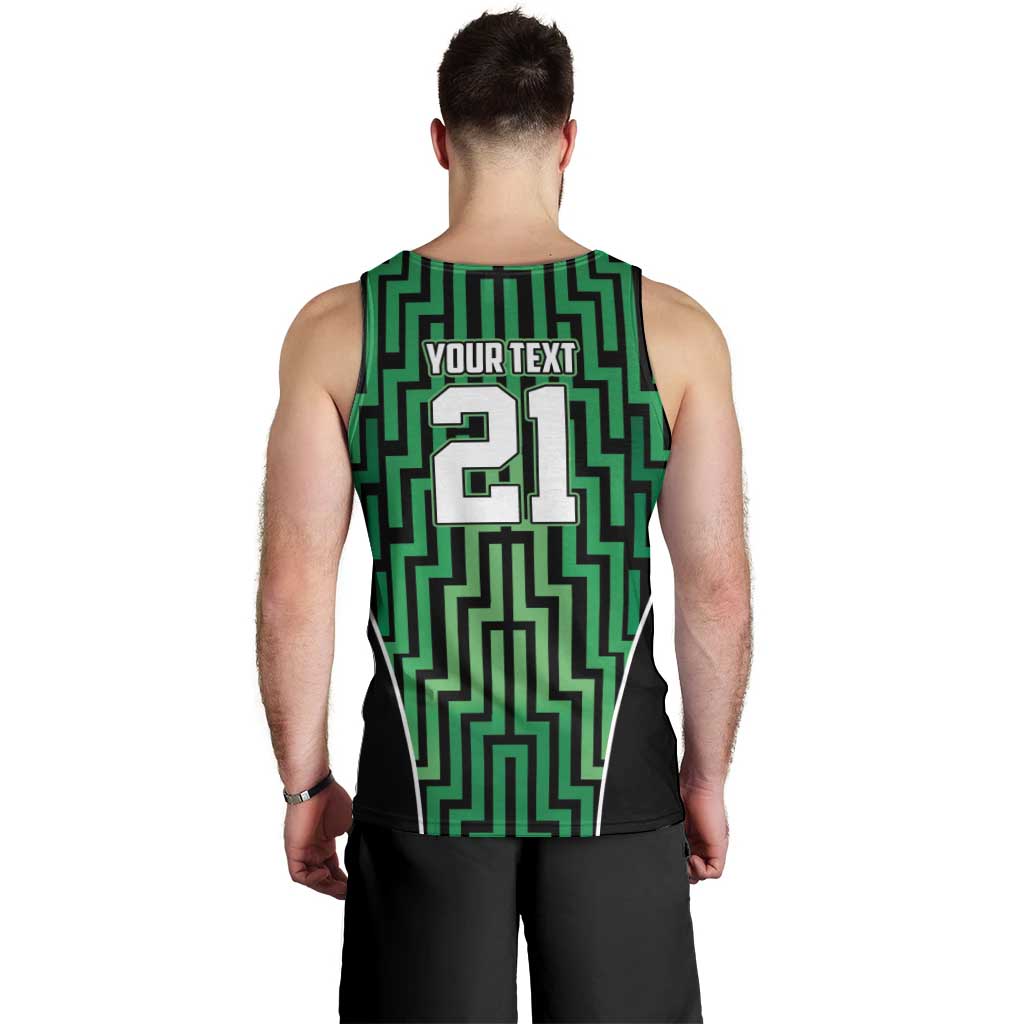 Custom Basketball New Zealand Men Tank Top Green Maori Ta Moko Indigenous LT9 - Polynesian Pride