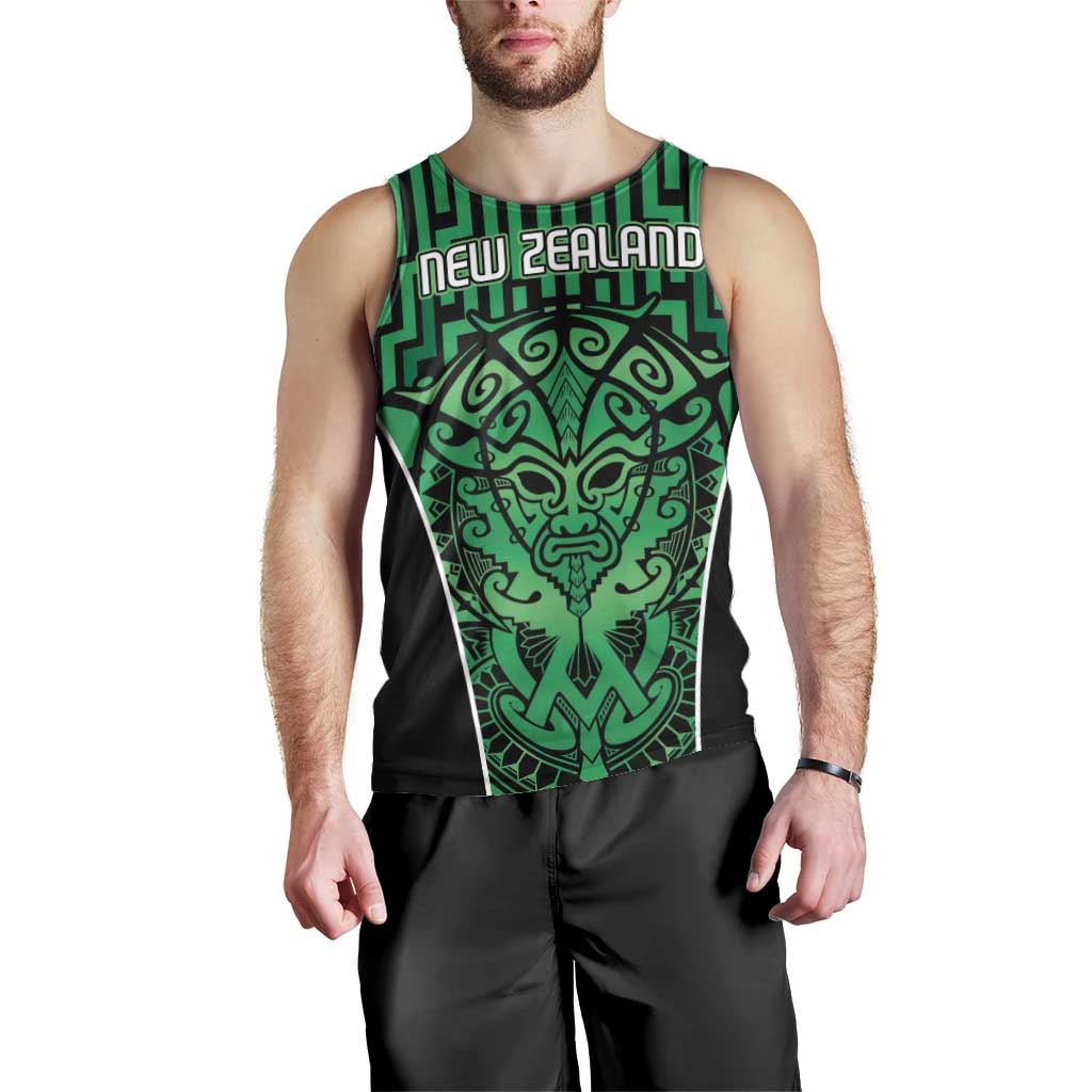Custom Basketball New Zealand Men Tank Top Green Maori Ta Moko Indigenous LT9 - Polynesian Pride