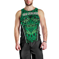 Custom Basketball New Zealand Men Tank Top Green Maori Ta Moko Indigenous LT9 - Polynesian Pride