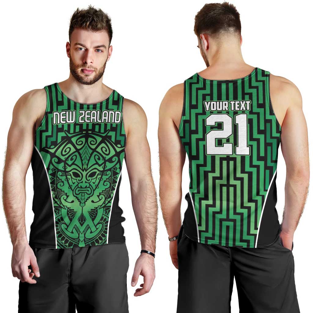 Custom Basketball New Zealand Men Tank Top Green Maori Ta Moko Indigenous LT9 - Polynesian Pride