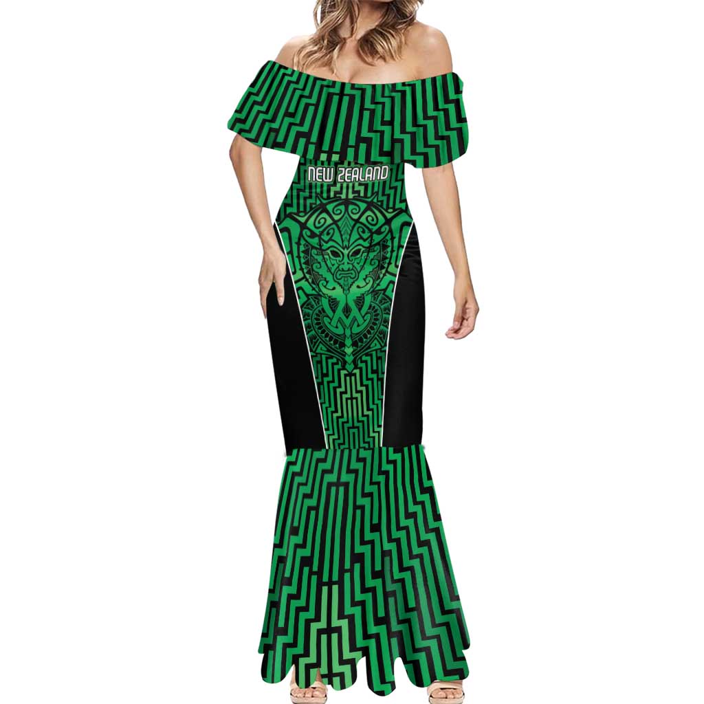 Custom Basketball New Zealand Mermaid Dress Green Maori Ta Moko Indigenous LT9 - Polynesian Pride