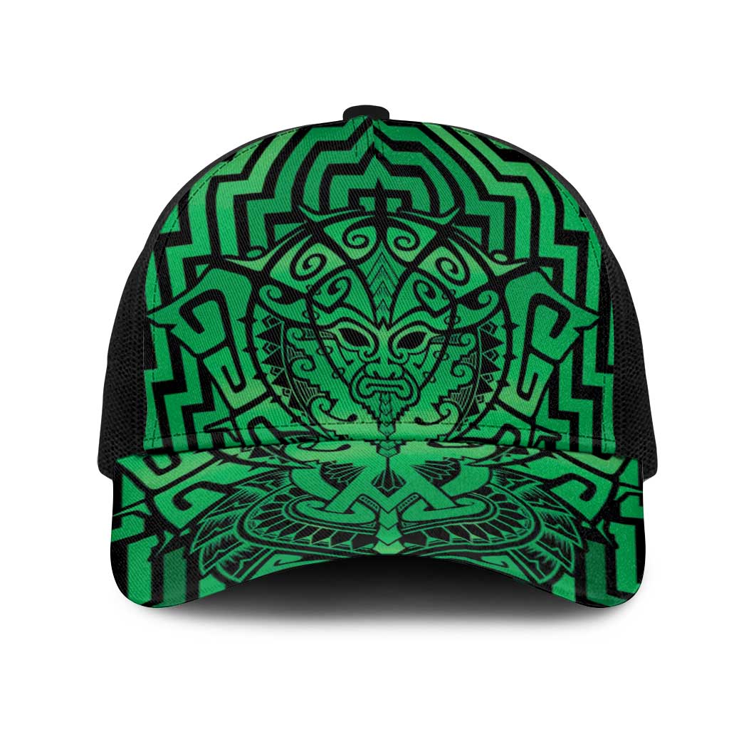 Basketball New Zealand Mesh Trucker Cap Green Maori Ta Moko Indigenous - Polynesian Pride