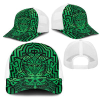 Basketball New Zealand Mesh Trucker Cap Green Maori Ta Moko Indigenous - Polynesian Pride