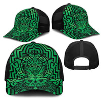 Basketball New Zealand Mesh Trucker Cap Green Maori Ta Moko Indigenous - Polynesian Pride