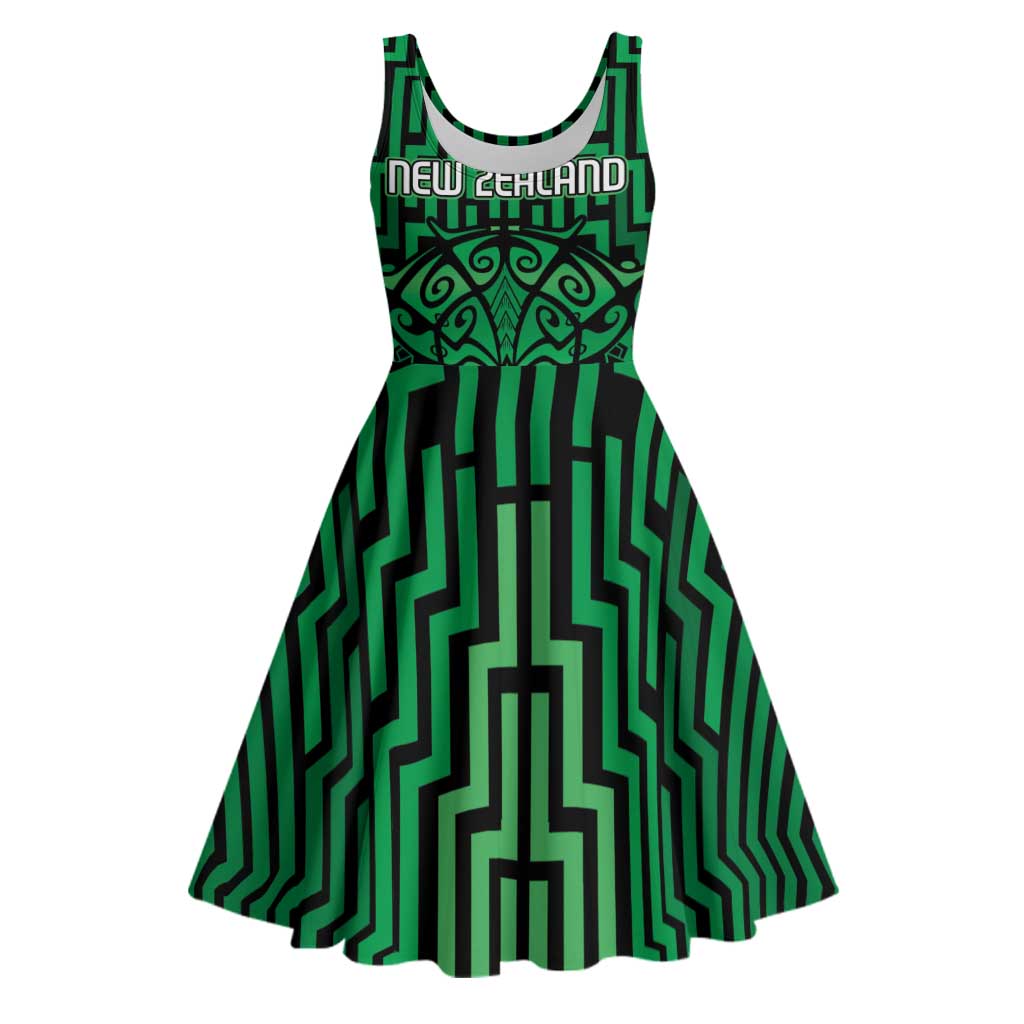 Custom Basketball New Zealand Midi Dress Green Maori Ta Moko Indigenous LT9 Green - Polynesian Pride