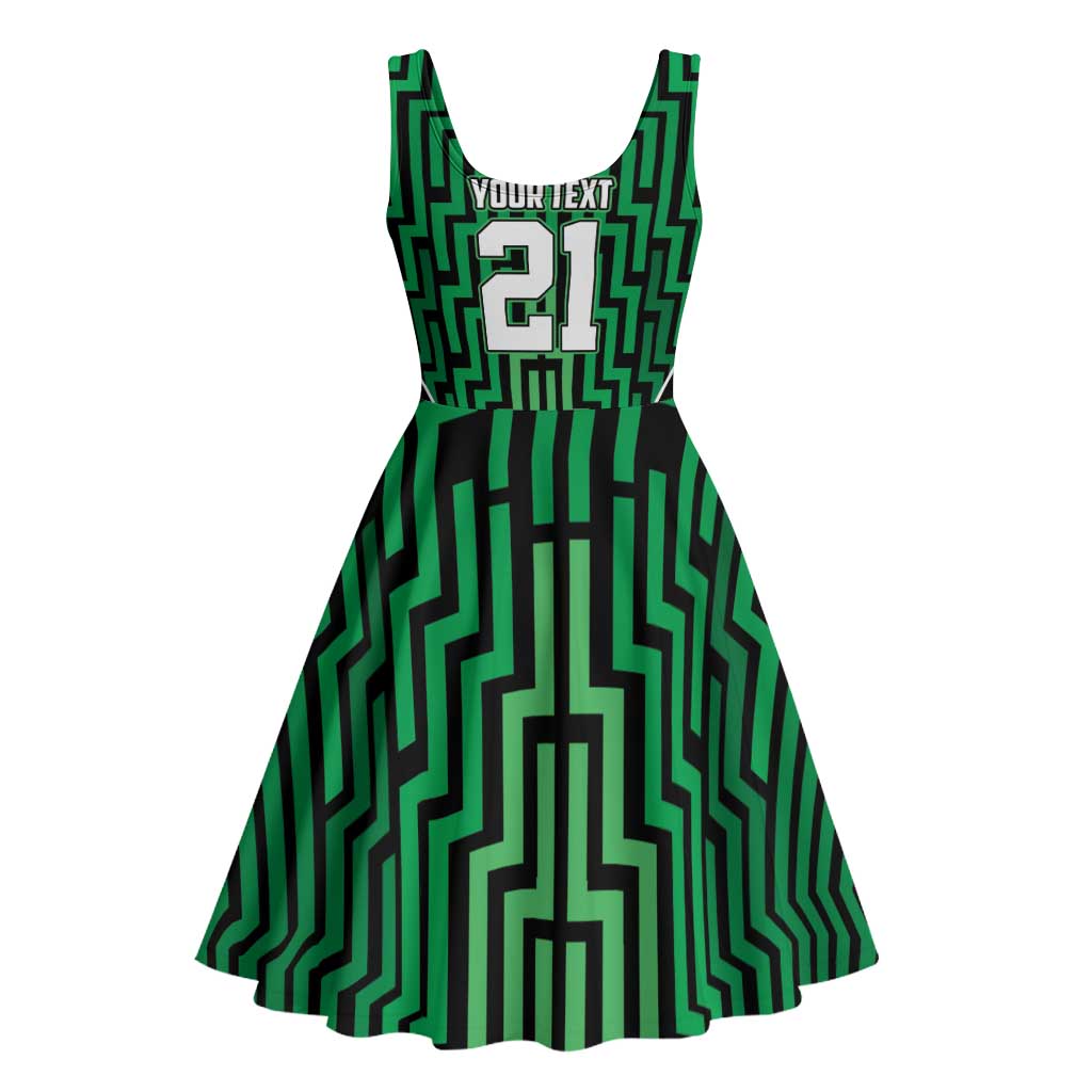 Custom Basketball New Zealand Midi Dress Green Maori Ta Moko Indigenous LT9 - Polynesian Pride