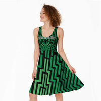 Custom Basketball New Zealand Midi Dress Green Maori Ta Moko Indigenous LT9 - Polynesian Pride