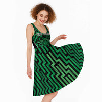 Custom Basketball New Zealand Midi Dress Green Maori Ta Moko Indigenous LT9 - Polynesian Pride