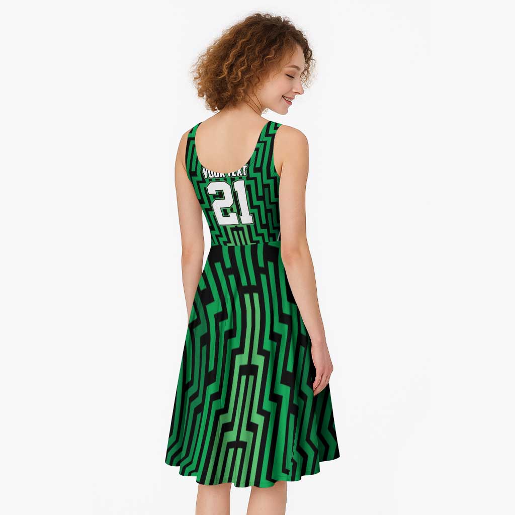 Custom Basketball New Zealand Midi Dress Green Maori Ta Moko Indigenous LT9 - Polynesian Pride