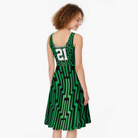 Custom Basketball New Zealand Midi Dress Green Maori Ta Moko Indigenous LT9 - Polynesian Pride