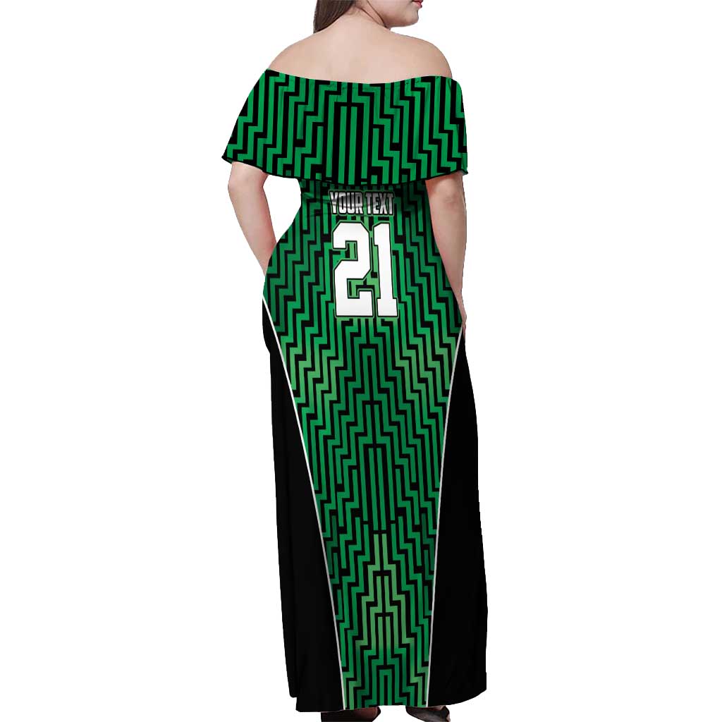 Custom Basketball New Zealand Off Shoulder Maxi Dress Green Maori Ta Moko Indigenous LT9 - Polynesian Pride