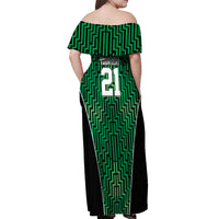 Custom Basketball New Zealand Off Shoulder Maxi Dress Green Maori Ta Moko Indigenous LT9 - Polynesian Pride