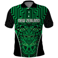 Custom Basketball New Zealand Polo Shirt Green Maori Ta Moko Indigenous LT9 Green - Polynesian Pride