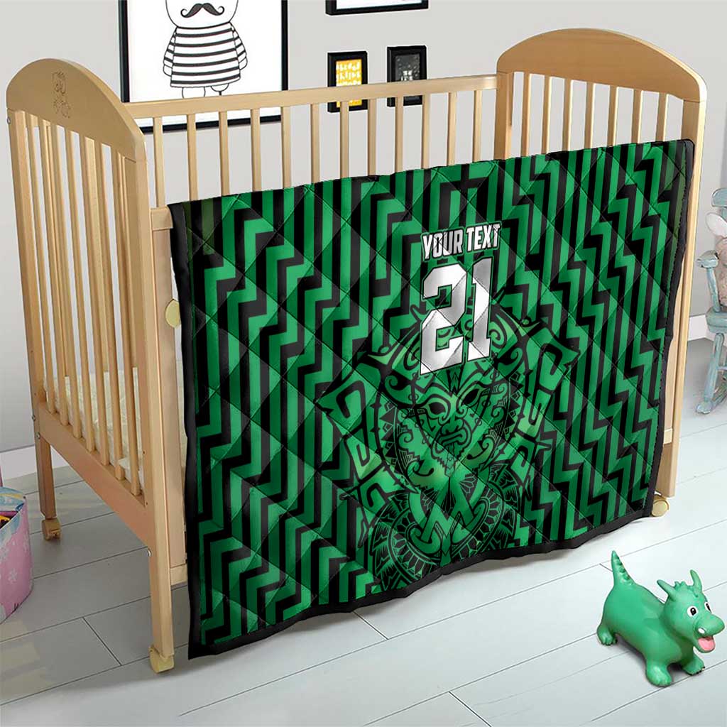 Custom Basketball New Zealand Quilt Green Maori Ta Moko Indigenous - Polynesian Pride