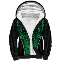 Custom Basketball New Zealand Sherpa Hoodie Green Maori Ta Moko Indigenous LT9 Unisex Green - Polynesian Pride