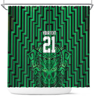 Custom Basketball New Zealand Shower Curtain Green Maori Ta Moko Indigenous LT9 Green - Polynesian Pride