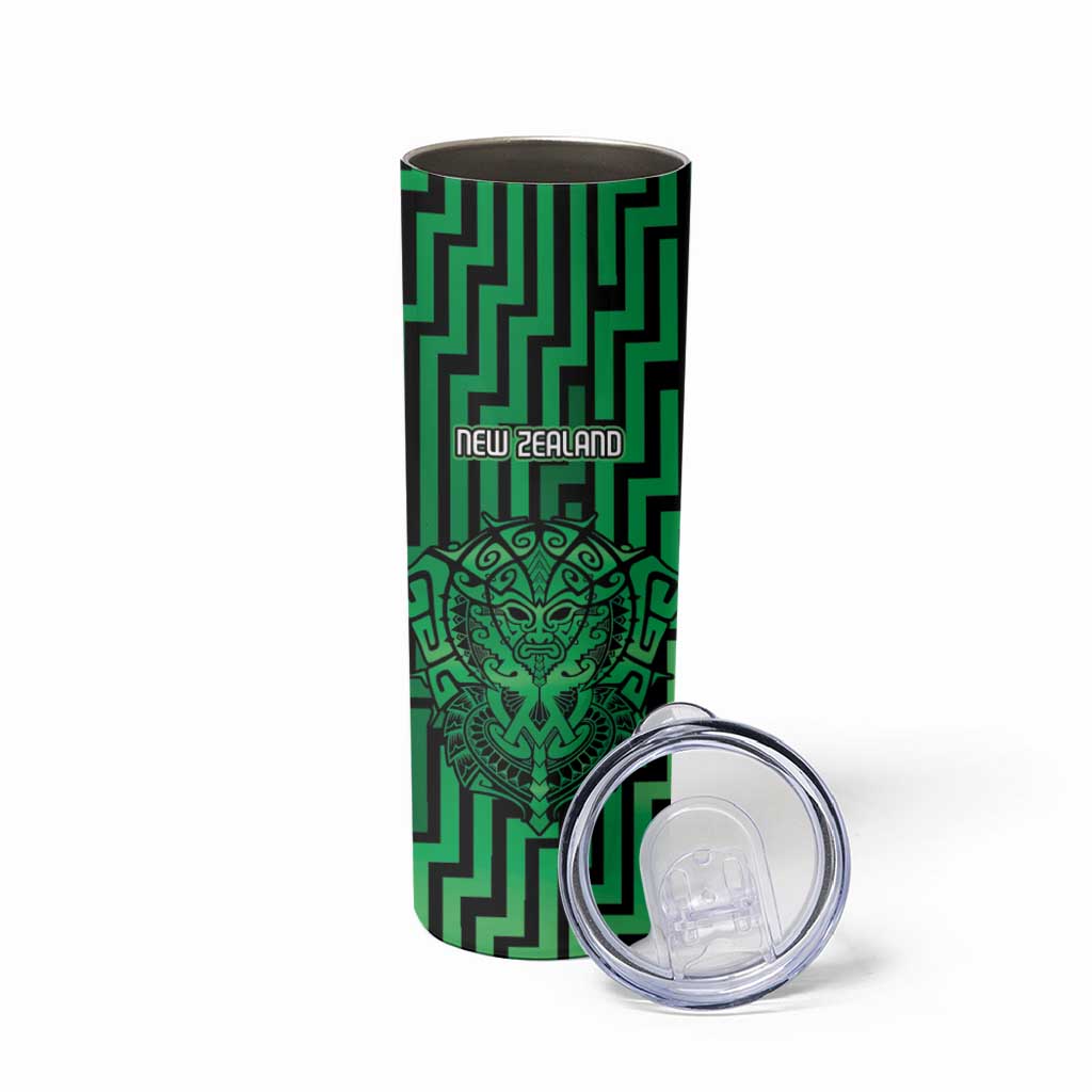 Custom Basketball New Zealand Skinny Tumbler Green Maori Ta Moko Indigenous LT9 - Polynesian Pride