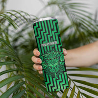 Custom Basketball New Zealand Skinny Tumbler Green Maori Ta Moko Indigenous LT9 - Polynesian Pride