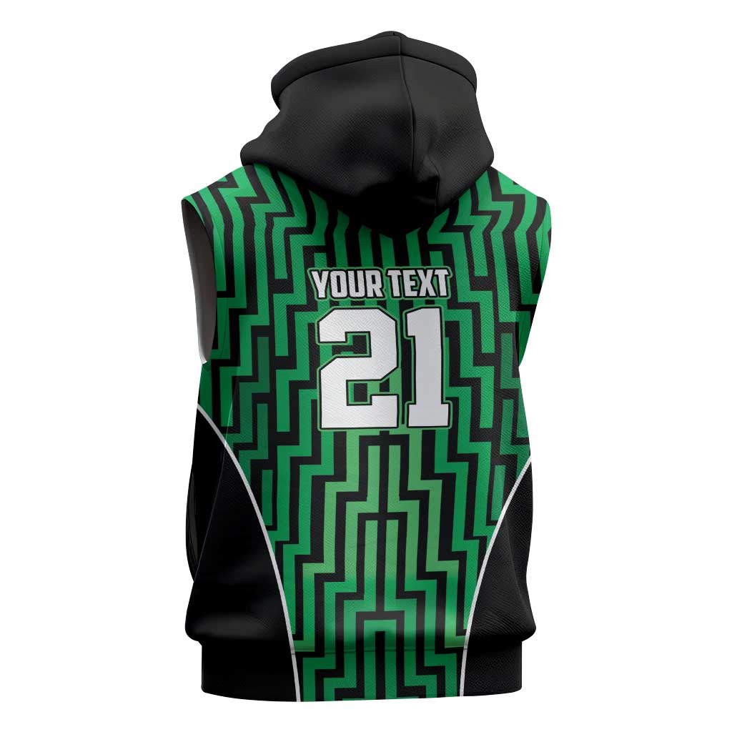 Custom Basketball New Zealand Sleeveless Hoodie Green Maori Ta Moko Indigenous LT9 - Polynesian Pride