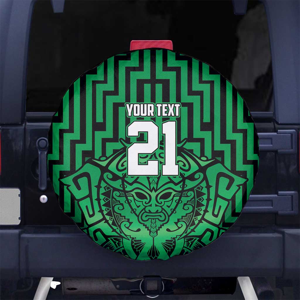 Custom Basketball New Zealand Spare Tire Cover Green Maori Ta Moko Indigenous LT9 No hole Green - Polynesian Pride