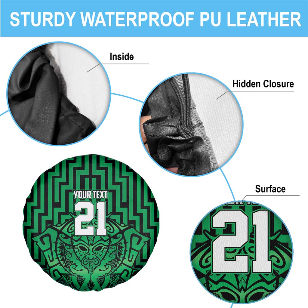 Custom Basketball New Zealand Spare Tire Cover Green Maori Ta Moko Indigenous LT9 - Polynesian Pride