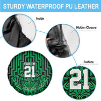 Custom Basketball New Zealand Spare Tire Cover Green Maori Ta Moko Indigenous LT9 - Polynesian Pride