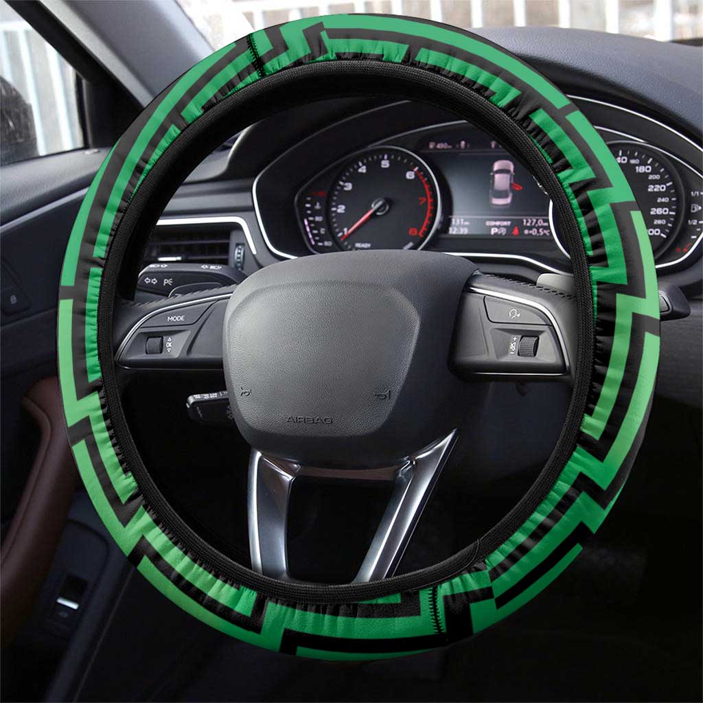 Basketball New Zealand Steering Wheel Cover Green Maori Ta Moko Indigenous LT9 - Polynesian Pride