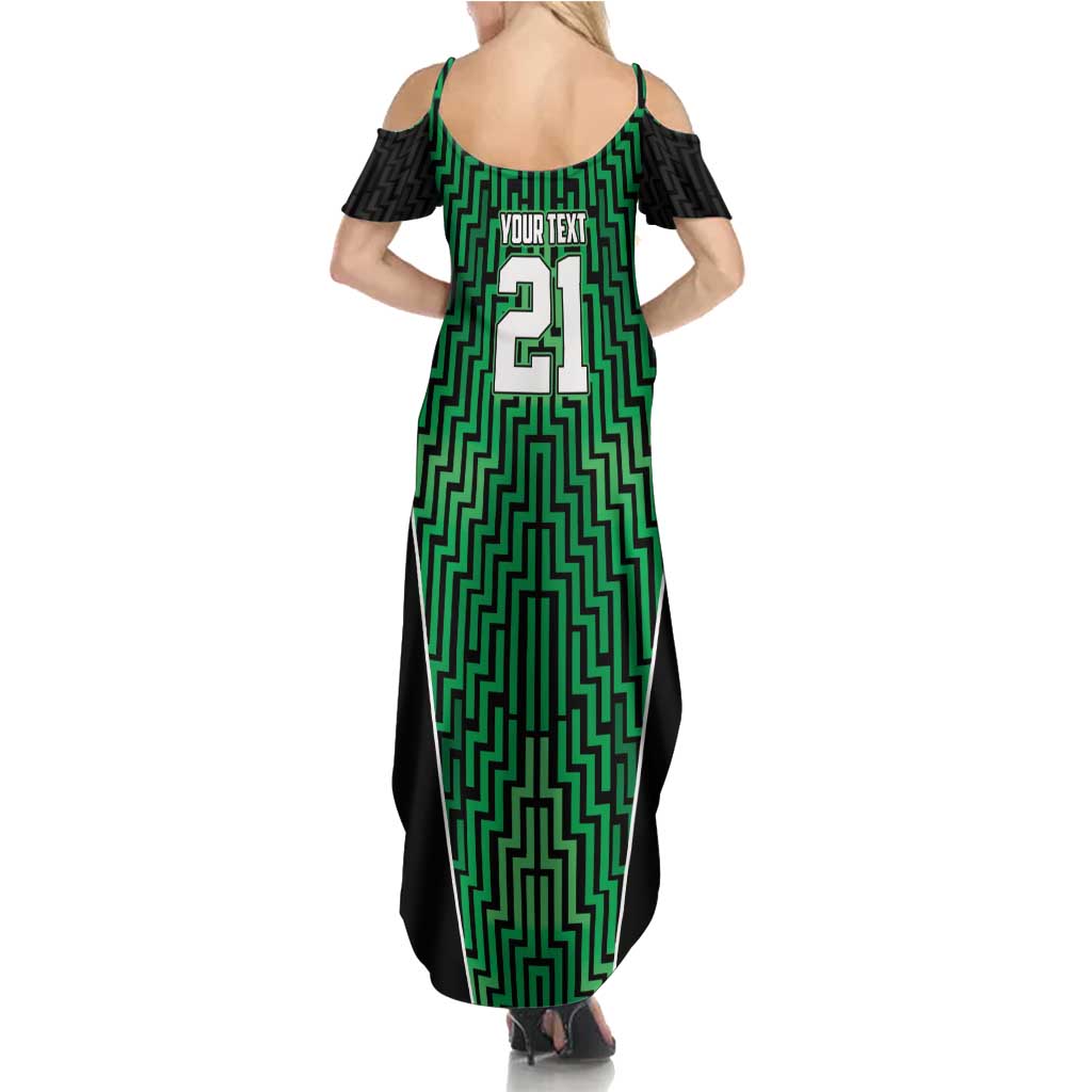 Custom Basketball New Zealand Summer Maxi Dress Green Maori Ta Moko Indigenous LT9 - Polynesian Pride