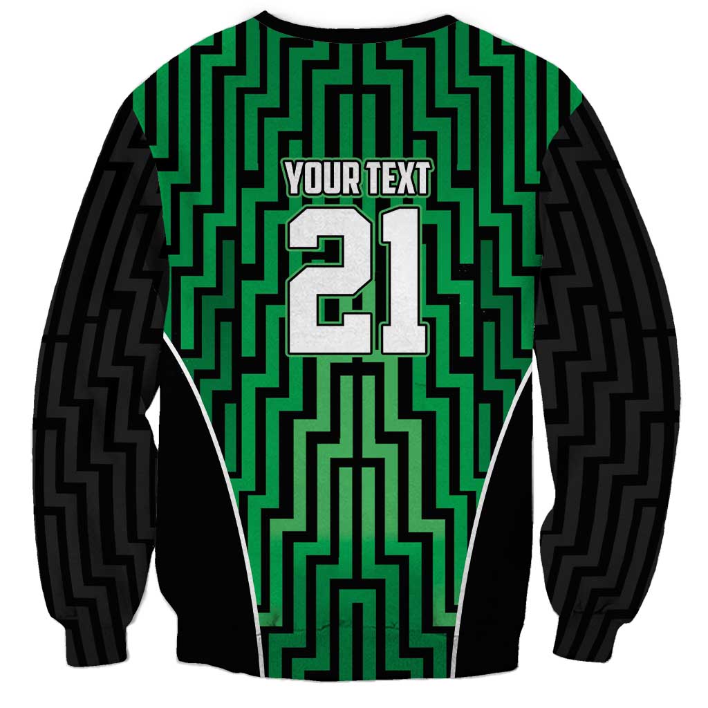 Custom Basketball New Zealand Sweatshirt Green Maori Ta Moko Indigenous - Polynesian Pride