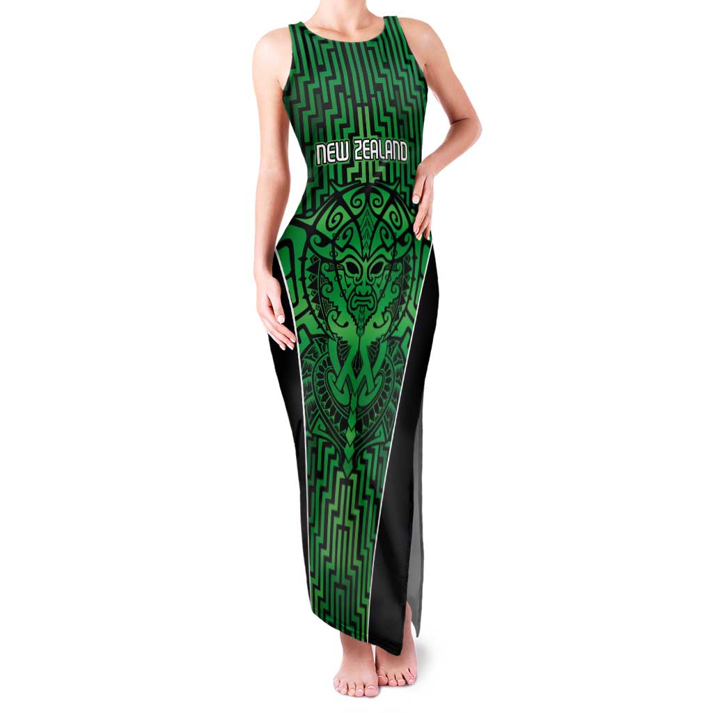 Custom Basketball New Zealand Tank Maxi Dress Green Maori Ta Moko Indigenous LT9 Women Green - Polynesian Pride
