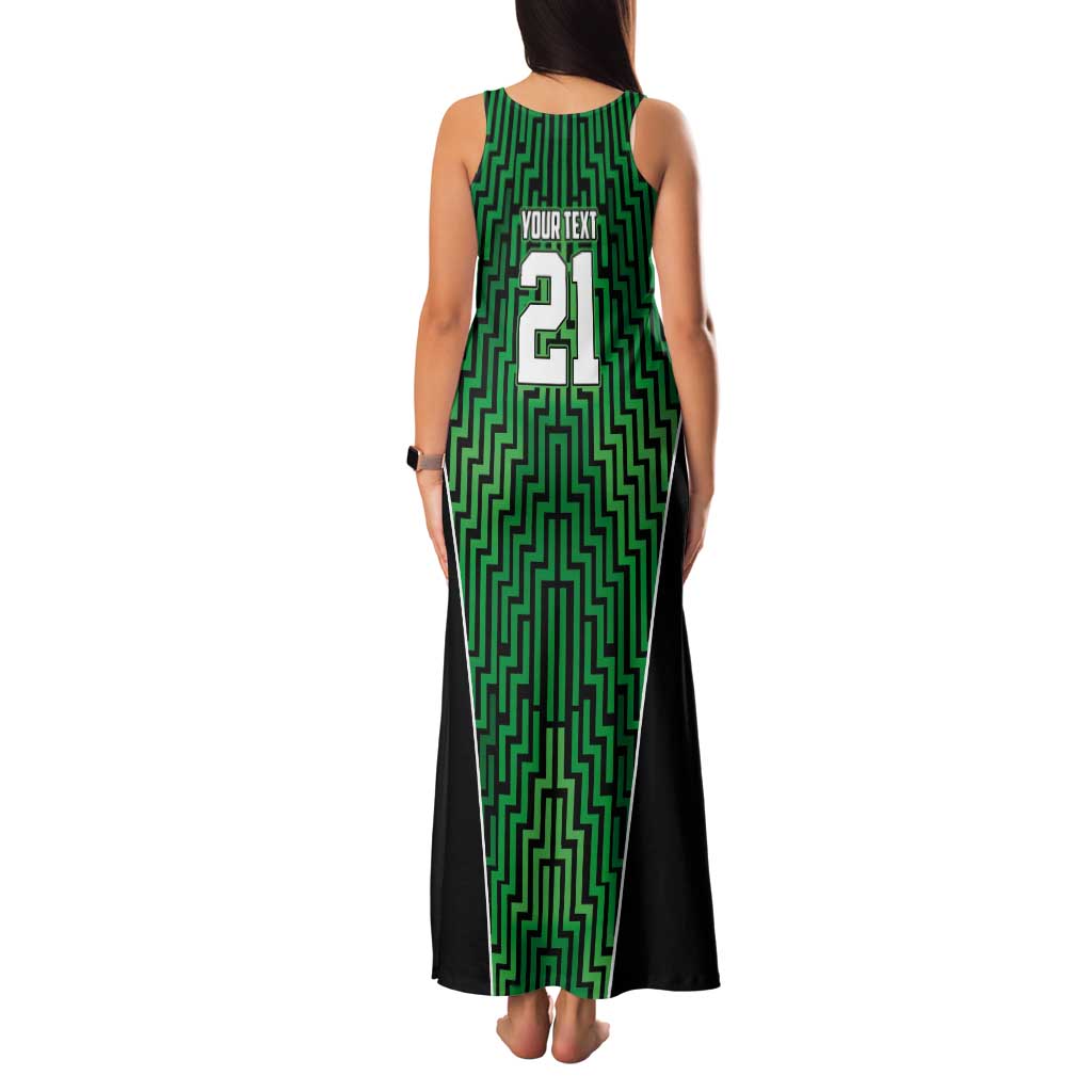 Custom Basketball New Zealand Tank Maxi Dress Green Maori Ta Moko Indigenous LT9 - Polynesian Pride