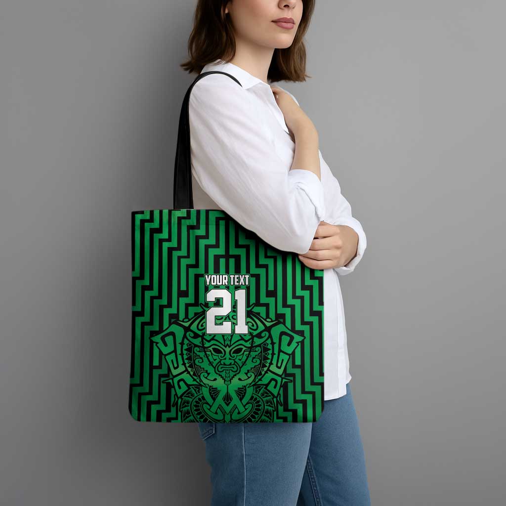 Custom Basketball New Zealand Tote Bag Green Maori Ta Moko Indigenous LT9 - Polynesian Pride