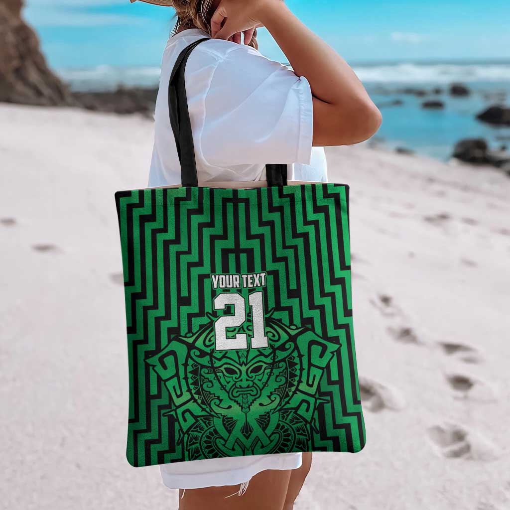 Custom Basketball New Zealand Tote Bag Green Maori Ta Moko Indigenous LT9 - Polynesian Pride