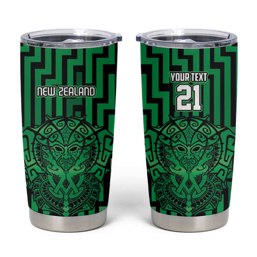 Custom Basketball New Zealand Tumbler Cup Green Maori Ta Moko Indigenous LT9 Green - Polynesian Pride