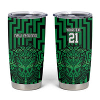 Custom Basketball New Zealand Tumbler Cup Green Maori Ta Moko Indigenous LT9 Green - Polynesian Pride