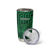 Custom Basketball New Zealand Tumbler Cup Green Maori Ta Moko Indigenous LT9 - Polynesian Pride