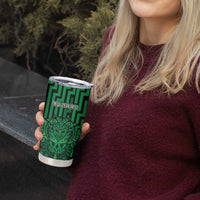 Custom Basketball New Zealand Tumbler Cup Green Maori Ta Moko Indigenous LT9 - Polynesian Pride