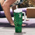 Custom Basketball New Zealand Tumbler With Handle Green Maori Ta Moko Indigenous - Polynesian Pride