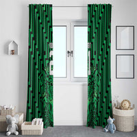 Custom Basketball New Zealand Window Curtain Green Maori Ta Moko Indigenous - Polynesian Pride