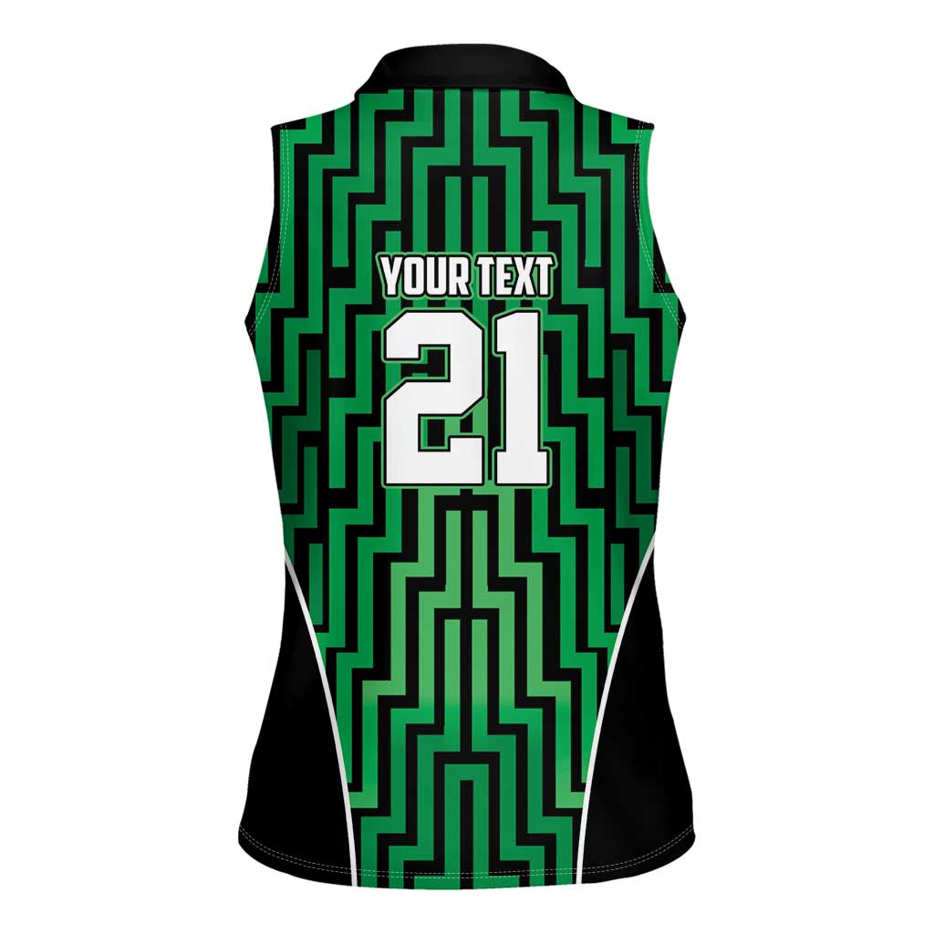 Custom Basketball New Zealand Women Sleeveless Polo Shirt Green Maori Ta Moko Indigenous LT9 - Polynesian Pride
