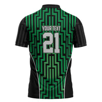Custom Basketball New Zealand Zipper Polo Shirt Green Maori Ta Moko Indigenous LT9 - Polynesian Pride
