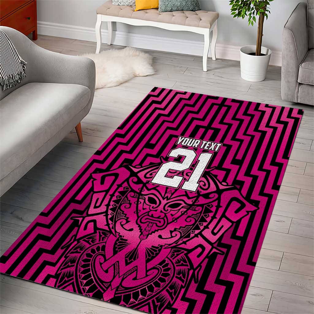 Custom Basketball New Zealand Area Rug Pink Maori Ta Moko Indigenous - Polynesian Pride